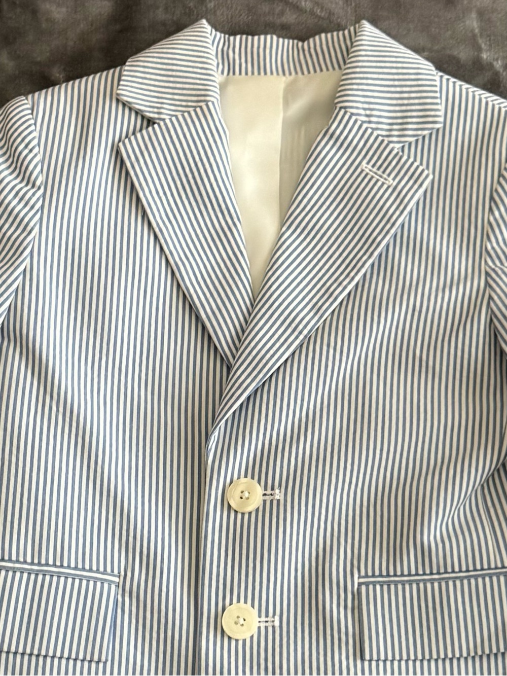 Talbots Kids Boy's 5 Seersucker Blazer Blue White Striped Cotton Formal Preppy